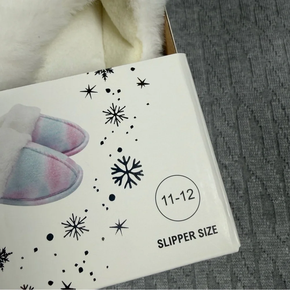 Kids Tie-Dye Slippers with Faux Fur